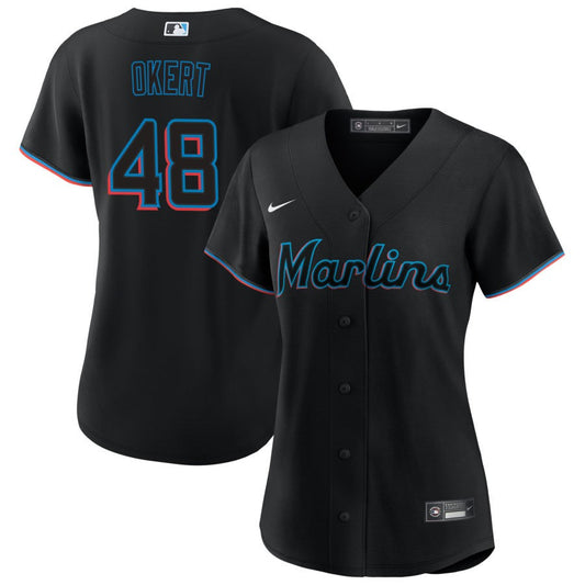 Steven Okert Miami Marlins Nike Women's Alternate Replica Jersey - Black