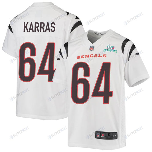 Ted Karras 64 Cincinnati Bengals Super Bowl LVII Champions Youth Game Jersey - White