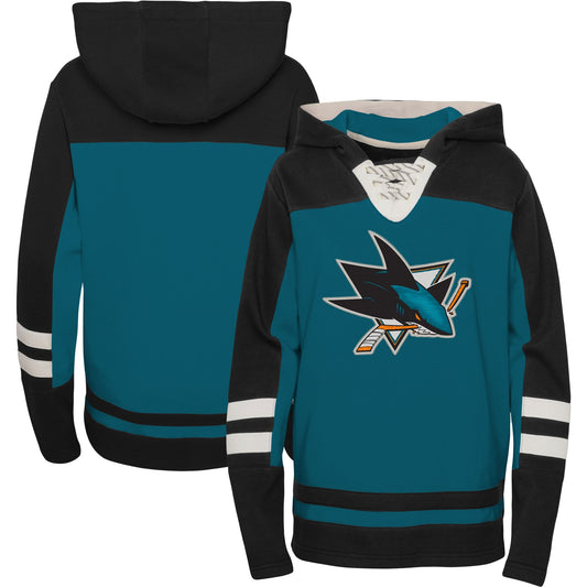 San Jose Sharks Youth Ageless Revisited Home Lace-Up Pullover Hoodie - Teal