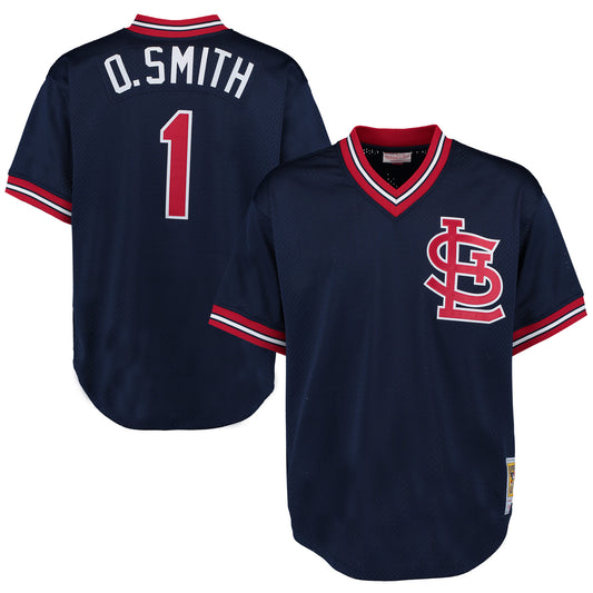 Ozzie Smith St. Louis Cardinals Mitchell & Ness 1994 Authentic Cooperstown Collection Mesh Batting Practice Jersey - Navy