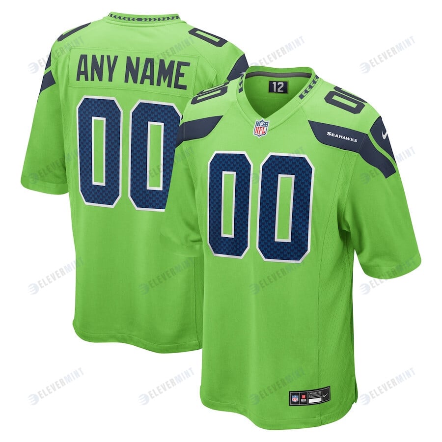 Seattle Seahawks Men Alternate Custom Game Jersey - Neon Green