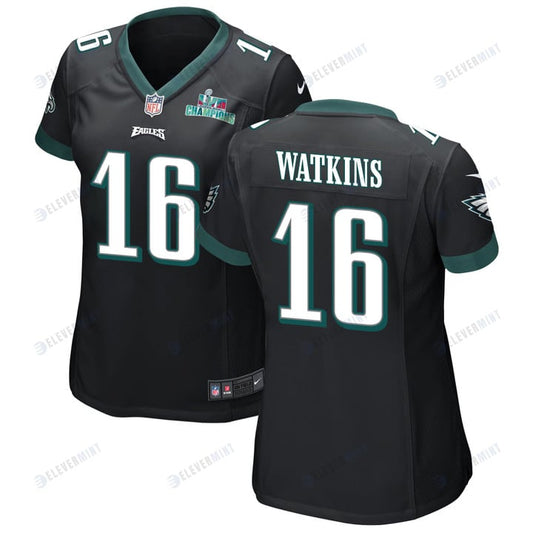 Quez Watkins 16 Philadelphia Eagles Super Bowl LVII Champions Women Game Jersey - Black