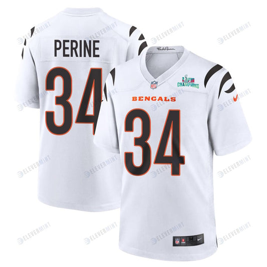 Samaje Perine 34 Cincinnati Bengals Super Bowl LVII Champions Men Game Jersey - White