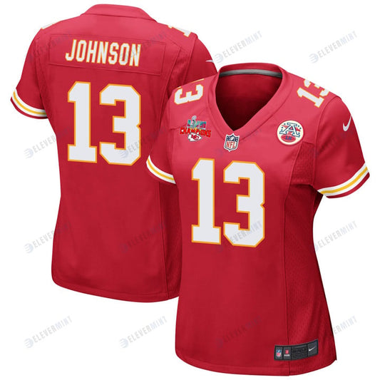 Nazeeh Johnson 13 Kansas City Chiefs Super Bowl LVII Champions 3 Stars Women Game Jersey - Red