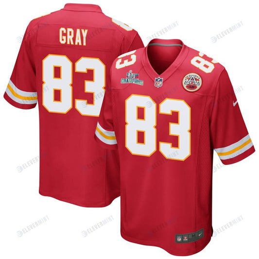 Noah Gray 83 Kansas City Chiefs Super Bowl LVII Champions Men Game Jersey - Red