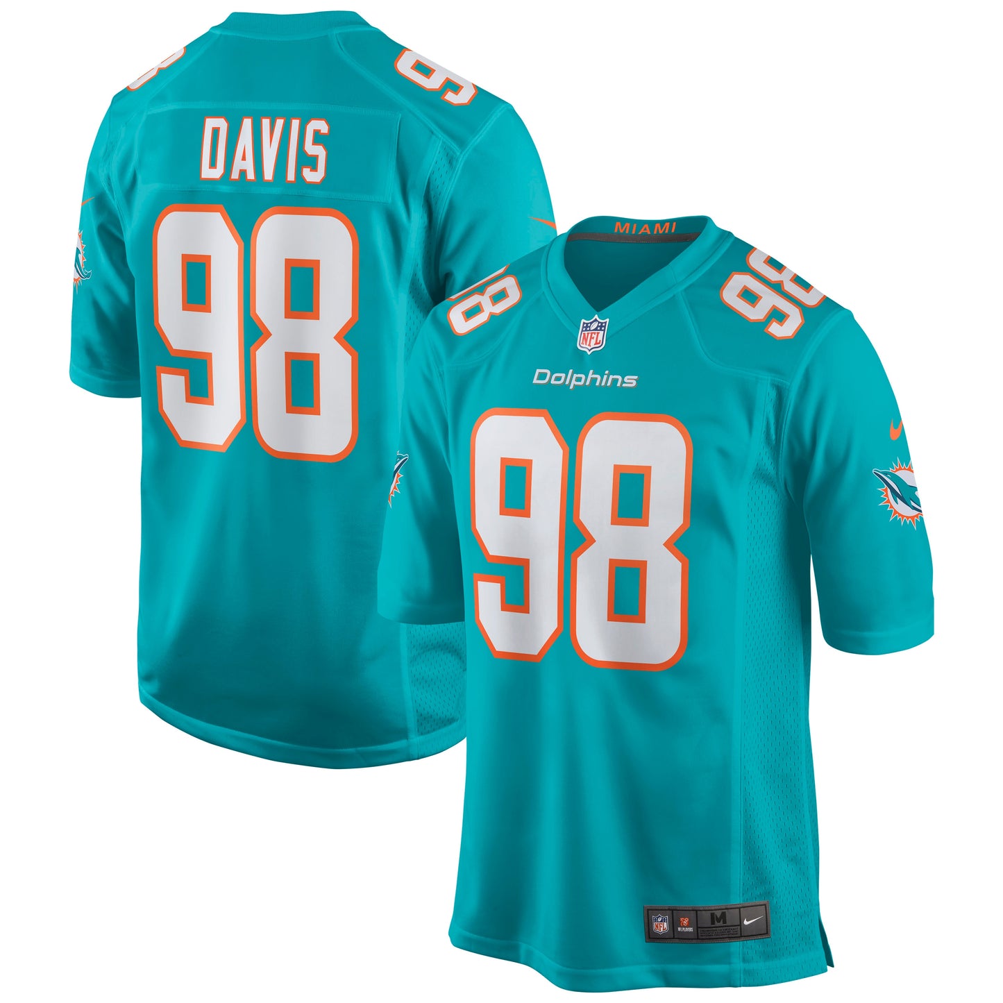 Raekwon Davis Miami Dolphins Nike Game Jersey - Aqua