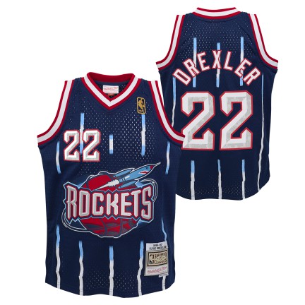 Youth Houston Rockets Clyde Drexler Mitchell & Ness Navy 1996-97 Hardwood Classics Swingman Jersey