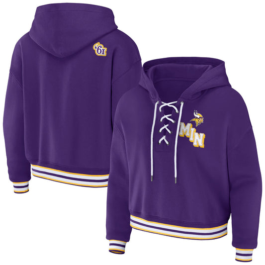 Minnesota Vikings WEAR by Erin Andrews Women's Lace-Up Pullover Hoodie - Purple