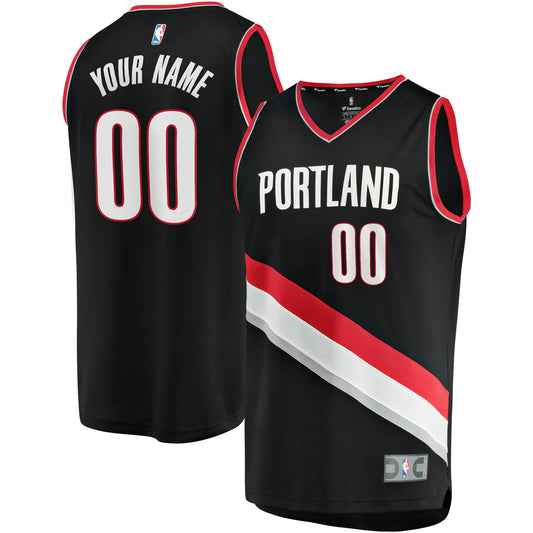 Portland Trail Blazers Fanatics Branded Fast Break Custom Replica Jersey Black - Icon Edition