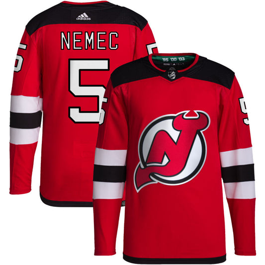 Simon Nemec New Jersey Devils adidas Home Primegreen Authentic Pro Jersey - Red