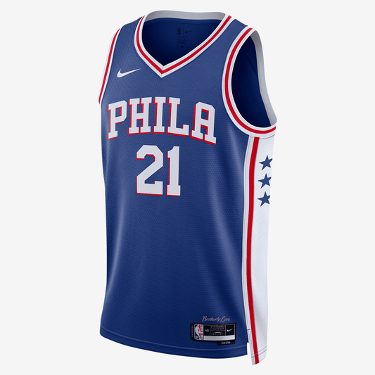 Philadelphia 76ers Icon Edition 2022/23 Nike Dri-FIT NBA Swingman Jersey - Rush Blue