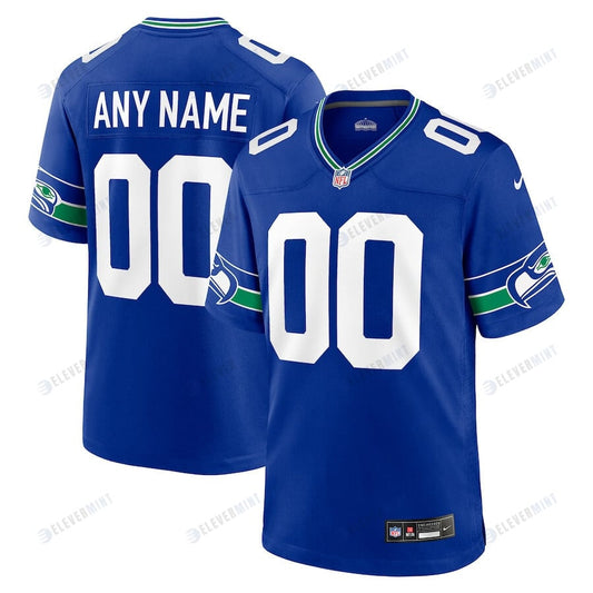 Seattle Seahawks Men Throwback Custom Jersey - Royal