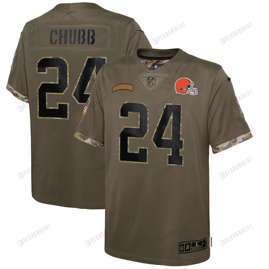 Nick Chubb Cleveland Browns 2022 Salute To Service Player Limited Jersey - Olive