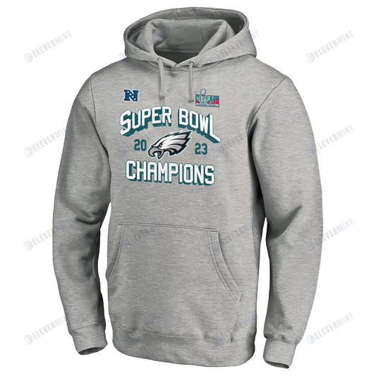 Philadelphia Eagles Super Bowl LVII Champions Light Grey Pullover Hoodie