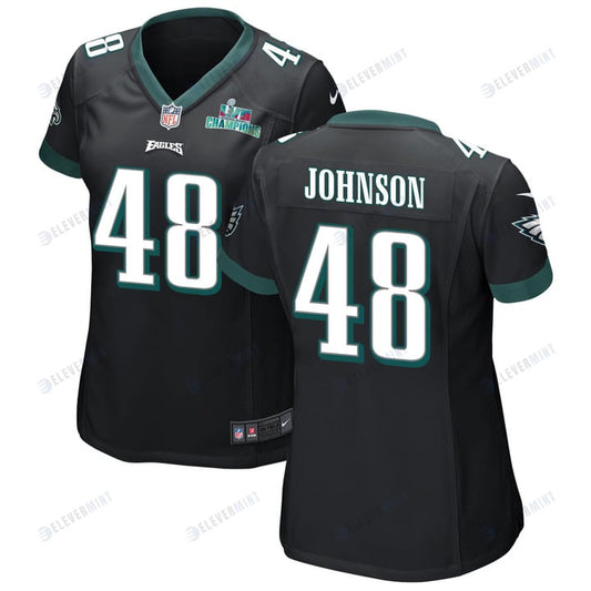 Patrick Johnson 48 Philadelphia Eagles Super Bowl LVII Champions Women Game Jersey - Black