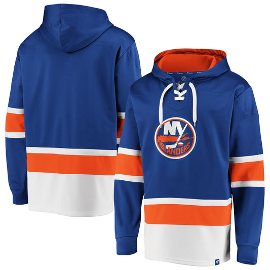 New York Islanders Fanatics Branded Iconic Power Play Lace-Up Pullover Hoodie - Royal