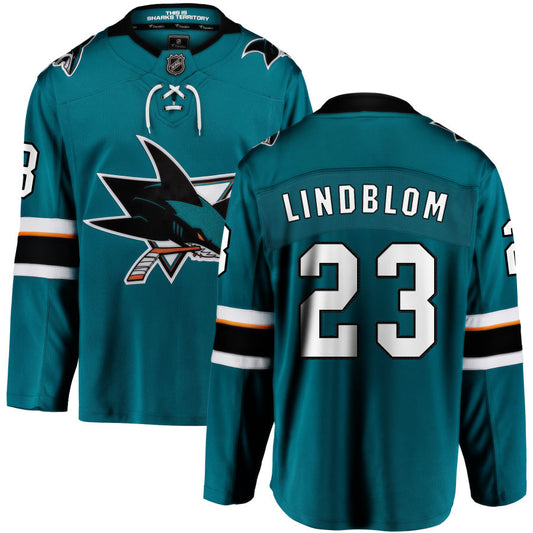 Oskar Lindblom San Jose Sharks Fanatics Branded 2021/22 Home Breakaway Jersey - Teal