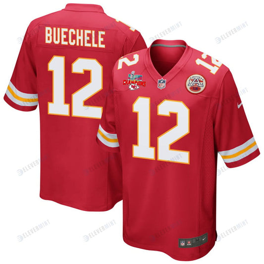 Shane Buechele 12 Kansas City Chiefs Super Bowl LVII Champions 3 Stars Men Game Jersey - Red