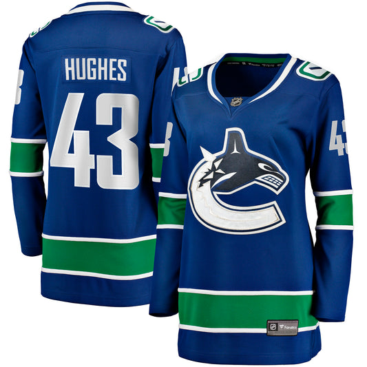 Quinn Hughes Vancouver Canucks Fanatics Branded Women's Home Breakaway Jersey - Blue