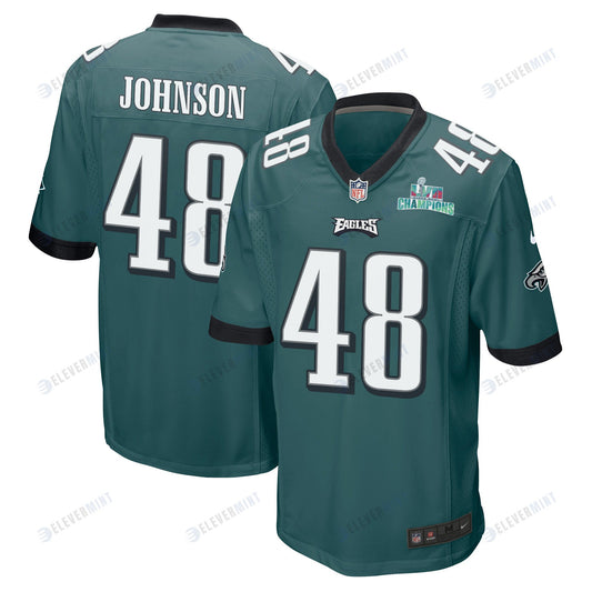 Patrick Johnson 48 Philadelphia Eagles Super Bowl LVII Champions Men Game Jersey - Midnight Green