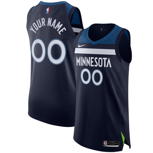 Minnesota Timberwolves Nike Authentic Custom Jersey Navy - Icon Edition