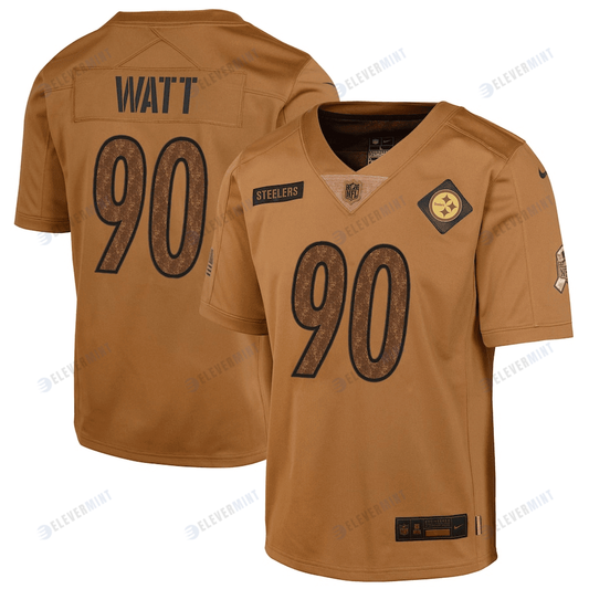 T.J. Watt 90 Pittsburgh Steelers 2023 Salute To Service Limited YOUTH Jersey - Brown