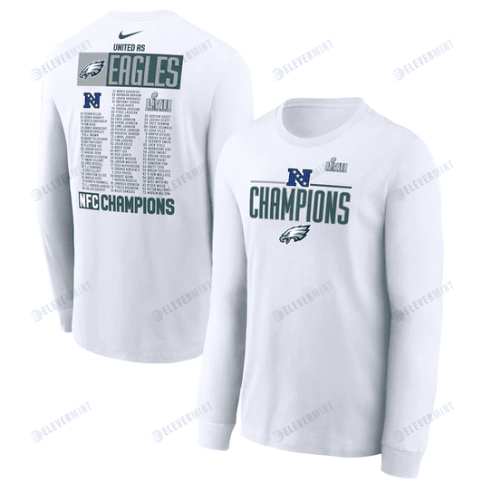 Philadelphia Eagles 2022 NFC Champions Roster Long Sleeve T-Shirt - White